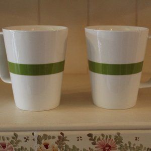 Create & Barrel Porcelain Coffee or Tea Mugs Set of 2 4 inch Tall